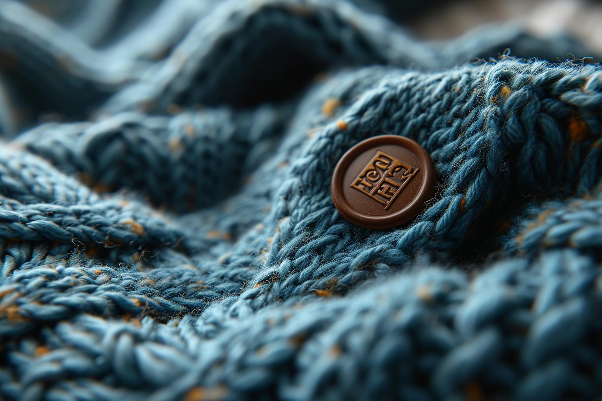 Minimal embroidered badge on wool